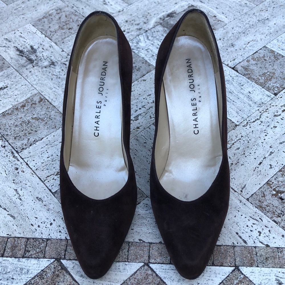 Charles Jourdan Paris Brown Suede Pumps